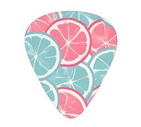 Púas de guitarra en rodajas de cítricos de color rosa y azul, finas, medianas, pesadas, 12 piezas, adecuadas para guitarra, bajo, guitarra eléctrica, ukelele, púas de guitarra resistentes al desgaste