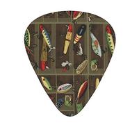 Púas de guitarra estilo señuelo de pesca impreso, paquete de 12 púas de guitarra para bajo acústico eléctrico, Ukelele