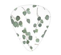 Púas de guitarra, eucalipto de dólar de plata verde para guitarra acústica, guitarra eléctrica, bajo, ukelele de tres tamaños (paquete de 12)