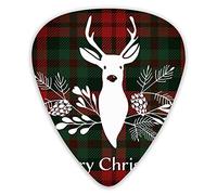 Púas de guitarra Feliz Navidad Tarjeta de felicitación Invitación Reno Plaid Holidays Púas de guitarra 12 paquetes - Variedad de púas de guitarra Púas