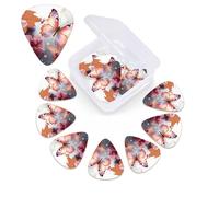 Púas de guitarra florales con mariposa, paquete de 12 púas de celuloide de diferentes grosores con caja de almacenamiento de púas de guitarra, púa de guitarra personalizada para púas de guitarra