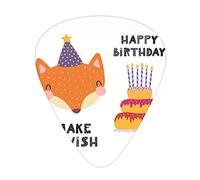 Púas de guitarra Fox, paquete de 12 púas universales de guitarra ABS, zorro en un sombrero de cumpleaños, feliz cumpleaños, pide un deseo, letras, ocasión, tema, dibujos animados, para guitarra acústi