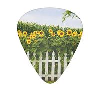 Púas de guitarra Girasoles Valla de piquete blanca Impreso Ukelele Bajo Guitarras acústicas eléctricas Delgadas Medianas Pesadas Paquete de 12 (0,46/0,71/0,96 mm)