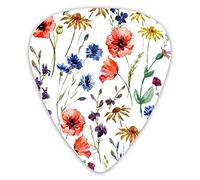 Púas de guitarra Hermosa acuarela Amapola Aciano Manzanilla con flores Púas de guitarra 12 paquetes - Variedad de púas de guitarra Púas