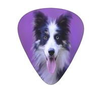 Púas de guitarra, hermoso cachorro Border Collie para guitarra acústica, guitarra eléctrica, bajo, ukelele de tres tamaños (paquete de 12)