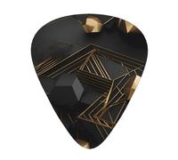 Púas de guitarra impresas a cuadros negros y dorados para guitarristas acústicos, eléctricos y de banda, 12 piezas en 3 grosores diferentes