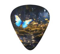 Púas de guitarra impresas Butterflies in the Forest, juego de 12 piezas con estilos finos, medianos y gruesos, viene con una caja de almacenamiento