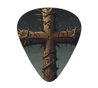 Púas de guitarra impresas con espinas cruzadas, juego de 12 piezas con estilos finos, medianos y gruesos, viene con una caja de almacenamiento