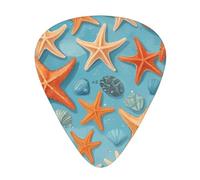 Púas de guitarra impresas con estrella de mar, juego de 12 piezas con estilos finos, medianos y gruesos, viene con una caja de almacenamiento
