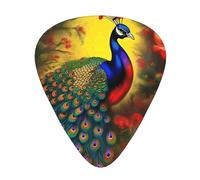 Púas de guitarra impresas con flores de pavo real para guitarristas acústicos, eléctricos y de banda, 12 piezas en 3 grosores diferentes