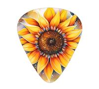 Púas de guitarra impresas con girasol amarillo en aceite para guitarristas acústicos, eléctricos y de banda, 12 piezas en 3 grosores diferentes