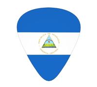 Púas de guitarra impresas con la bandera de Nicaragua, juego de 12 piezas con estilos finos, medianos y gruesos, viene con una caja de almacenamiento