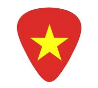 Púas de guitarra impresas con la bandera vietnamita, juego de 12 piezas con estilos finos, medianos y gruesos, viene con una caja de almacenamiento