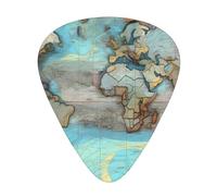 Púas de guitarra impresas con mapa del mundo de dibujos animados, 12 piezas en 3 grosores diferentes, adecuadas para guitarra acústica, guitarra eléctrica y músicos de banda