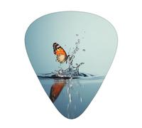 Púas de guitarra impresas con mosca de mariposas, juego de 12 piezas con estilos finos, medianos y gruesos, viene con una caja de almacenamiento