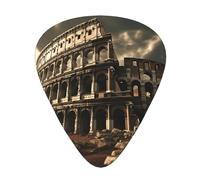 Púas de guitarra impresas con restos del Coliseo Romano, juego de 12 piezas con estilos finos, medianos y gruesos, viene con una caja de almacenamiento