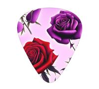 Púas de guitarra impresas con rosas rojas y moradas para guitarristas acústicos, eléctricos y de banda, 12 piezas en 3 grosores diferentes