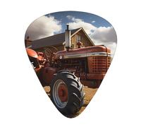 Púas de guitarra impresas con tractor rojo para guitarristas acústicos, eléctricos y de banda, 12 piezas en 3 grosores diferentes