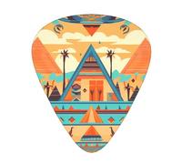 Púas de guitarra impresas de arquitectura triangular circular, juego de 12 piezas con estilos finos, medianos y gruesos, viene con una caja de almacenamiento