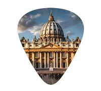 Púas de guitarra impresas de la Basílica de San Pedro, juego de 12 piezas con estilos finos, medianos y gruesos, viene con una caja de almacenamiento