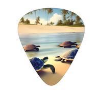 Púas de guitarra impresas de tortugas en la playa para guitarristas acústicos, eléctricos y de banda, 12 piezas en 3 grosores diferentes