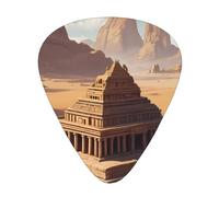 Púas de guitarra impresas en templos antiguos, juego de 12 piezas con estilos finos, medianos y gruesos, viene con una caja de almacenamiento