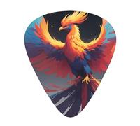 Púas de guitarra impresas Reborn Phoenix, juego de 12 piezas con estilos finos, medianos y gruesos, viene con una caja de almacenamiento