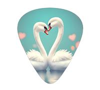 Púas de guitarra impresas The Swan in Love, juego de 12 piezas con estilos finos, medianos y gruesos, viene con una caja de almacenamiento