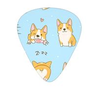 Púas de guitarra, Kawaii Corgi lindo perro para guitarra acústica, guitarra eléctrica, bajo, ukelele de tres tamaños (paquete de 12)