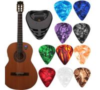 Púas de guitarra: ligeras de 0,46 mm de grosor, juego colorido de 10X, accesorio profesional para selección plana | Juego de soportes para púas de guitarra para práctica clásica, acústica, eléctrica,