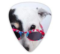 Púas de guitarra Lindo perro con gafas de sol 12 piezas Púas de ukelele que incluyen 0,46 mm 0,71 mm 0,96 mm