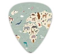 Púas de guitarra Mapa del mundo de los animales Púas de ukelele 12 piezas, incluidas 0,46 mm 0,71 mm 0,96 mm