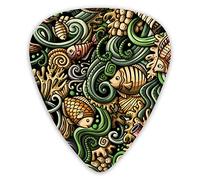 Púas de guitarra Marine Cartoon Doodle 12 piezas de púas de ukelele que incluyen 0,46 mm 0,71 mm 0,96 mm