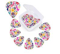 Púas de guitarra mexicanas de animales otomi, paquete de 12 púas de celuloide de diferentes grosores con caja de almacenamiento de púas de guitarra, púa de guitarra personalizada para púas de guitarra