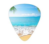 Púas de guitarra Ocean Sea Beach hojas de palma impresas personalizadas paquete de 12 púas de guitarra para bajo acústico eléctrico Ukelele