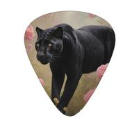 Púas de guitarra Panther among Pink Flowers en tamaños finos, medianos y gruesos, juego de 12 piezas, adecuado para guitarra eléctrica y varios instrumentos