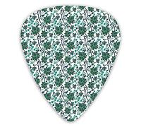Púas de guitarra, paquete de 12 con caja delgada, adorno floral oriental, hojas de tallos abstractos orientales de Oriente Medio, juego de regalo especial para guitarrista