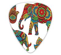Púas de guitarra, paquete de 12 con caja delgada, animales de la sabana africana, patrón de mano de Paisley y Hamsa con Oriente adornado malasio, juego de regalo especial para guitarrista