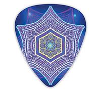 Púas de guitarra, paquete de 12 con caja delgada, composición oriental del Medio Oriente con hexágonos y estrellas, puntos estilo bokeh, juego de regalo especial para guitarrista