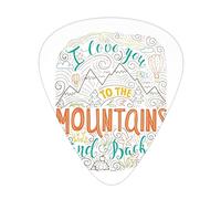 Púas de guitarra, paquete de 12 con caja delgada, con texto en inglés "I Love You to The Mountains and Back Quote", exploración temática del día de San Valentín al aire libre, juego de regalo especial