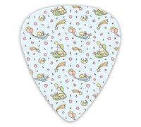 Púas de guitarra, paquete de 12 con caja delgada, niña con estrellas fugaces, nubes, globos, música, dibujos animados, set de regalo especial para guitarrista