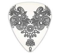 Púas de guitarra, paquete de 12 con caja delgada, obra de arte abstracta de cachemira ornamental de moda vintage del Lejano Oriente con efecto oriental, juego de regalo especial para guitarrista