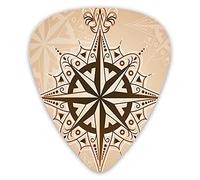 Púas de guitarra, paquete de 12 con caja delgada, símbolo de navegación abstracto, método de navegación antiguo, impresión temática de navegación, juego de regalo especial para guitarrista