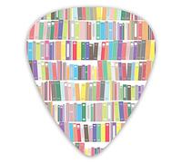 Púas de guitarra Paquete de 12 púas de guitarra universales ABS, biblioteca de dibujos animados con libros coloridos literatura estudio lectura novelas impresión escolar para guitarra acústica y eléct