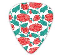 Púas de guitarra Paquete de 12 púas de guitarra universales ABS, pintura de colores pastel inspirada en la vendimia de rosas fascinación historia de amor retro para guitarra acústica y eléctrica