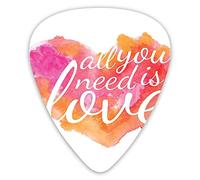 Púas de guitarra, paquete de 12 púas universales de ABS, All You Need Is Love Valentines Love Quote colorido acuarela Splash Art Print para guitarra acústica y eléctrica