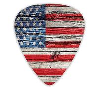 Púas de guitarra, paquete de 12 púas universales de guitarra ABS, 4 de julio, día de la independencia, panel de madera pintado, imagen de pared, bandera temática de libertad para guitarra acústica y e