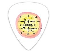Púas de guitarra, paquete de 12 púas universales de guitarra ABS, All Of Me Loves All Of You, dibujado a mano, caligráfico, cita de San Valentín, acuarela, para guitarra acústica y eléctrica