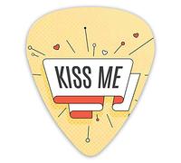 Púas de guitarra Paquete de 12 púas universales de guitarra ABS, cita retro en una raya arremolinada con corazones sobre fondo de semitono para guitarra acústica y eléctrica