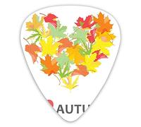 Púas de guitarra Paquete de 12 púas universales de guitarra ABS, colección colorida de hojas de arce estacionales en forma de corazón con mensaje I Love Autumn para guitarra acústica y eléctrica